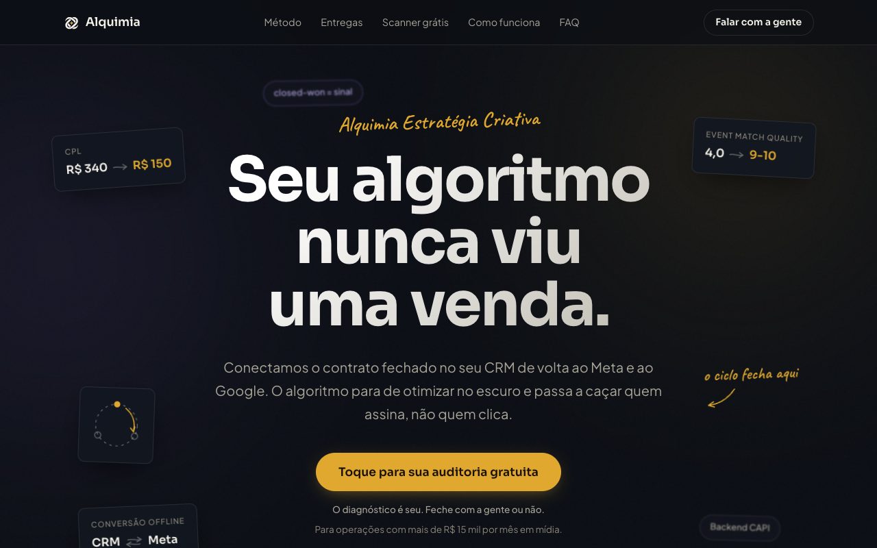 Prévia do site Alquimia Estratégia Criativa