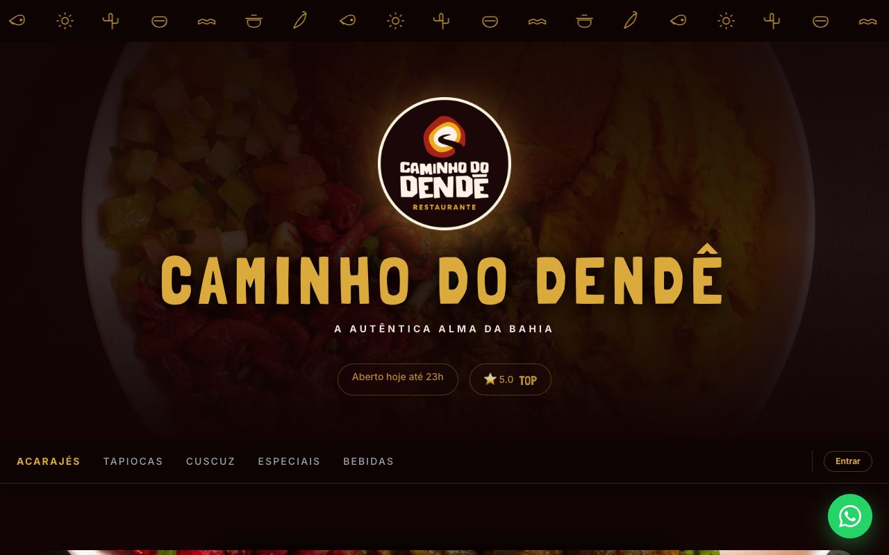 Cardápio digital do Caminho do Dendê